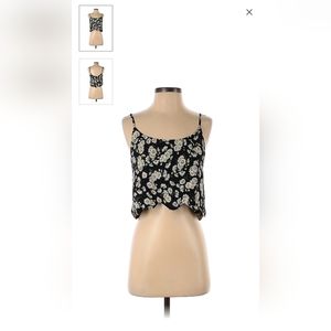 LA Hearts Small Black Floral Tank Top